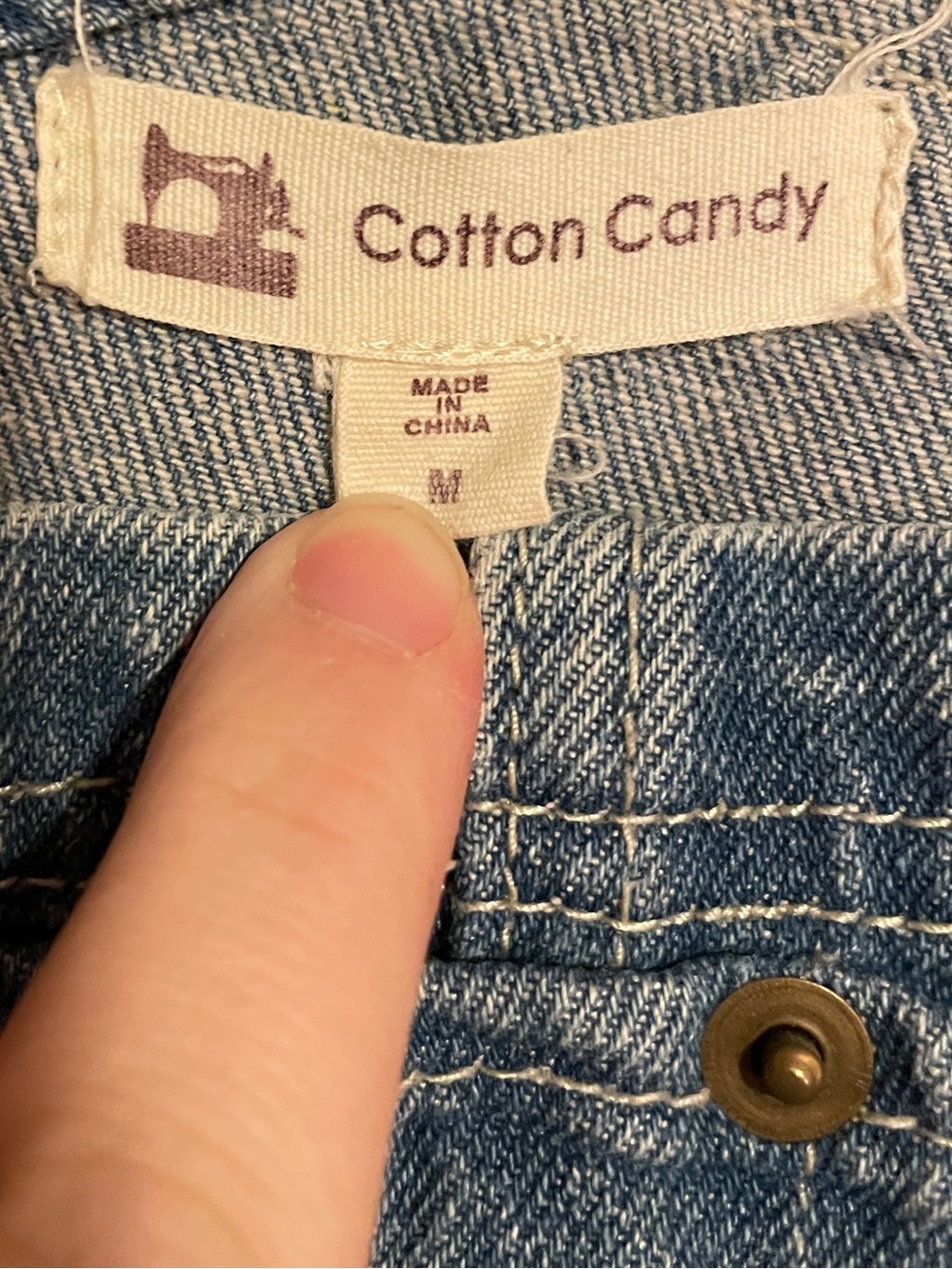 Distressed Light Wash Denim Short Overalls by Cotton Candy size M medium CUTE - Picture 7 of 7